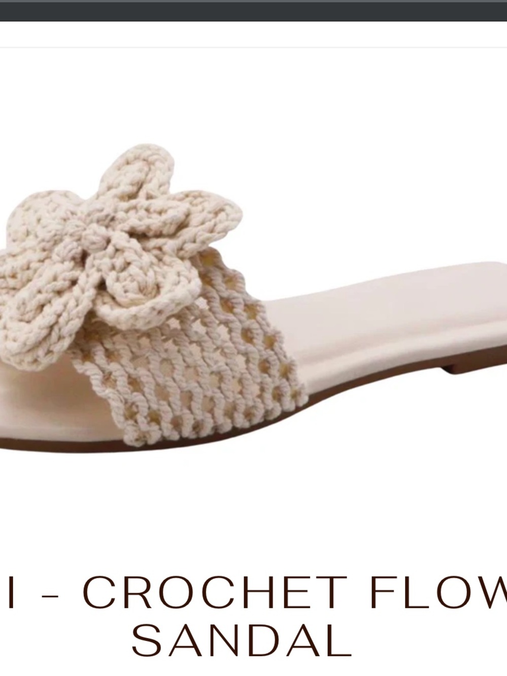 BAMBOO Crochet Flower Slide Sandal — Cream